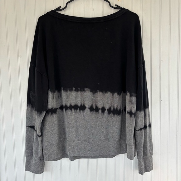 Sundry Women's Black Gray Oversized Ombre Tie Dye Boatneck Sweatshirt MEDIUM - Picture 2 of 7